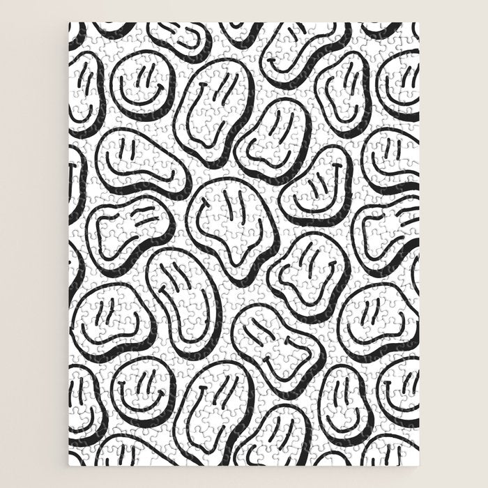 Black and white happy face pattern Jigsaw Puzzle Gallery Image 1