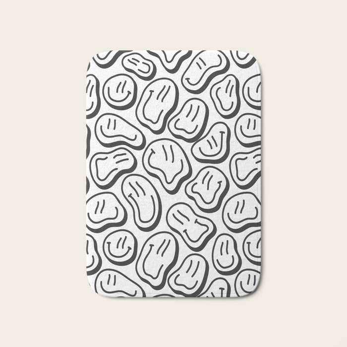 Black and white happy face pattern Bath Mat Gallery Image 1