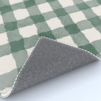 Hand Painted Dark Green Festive Gingham Theme Rug Gallery Image 4