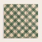 Hand Painted Dark Green Festive Gingham Theme Wood Wall Art Gallery Image 1