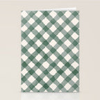 Hand Painted Dark Green Festive Gingham Theme Stationery Card Gallery Image 2