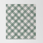 Hand Painted Dark Green Festive Gingham Theme Throw Blanket Gallery Image 2