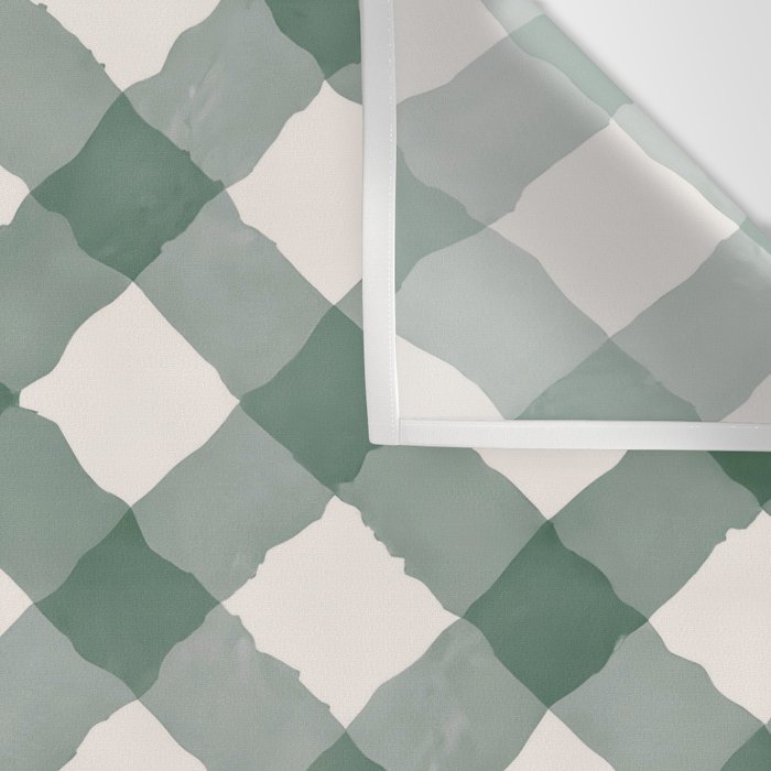 Hand Painted Dark Green Festive Gingham Theme Wall Tapestry Gallery Image 3