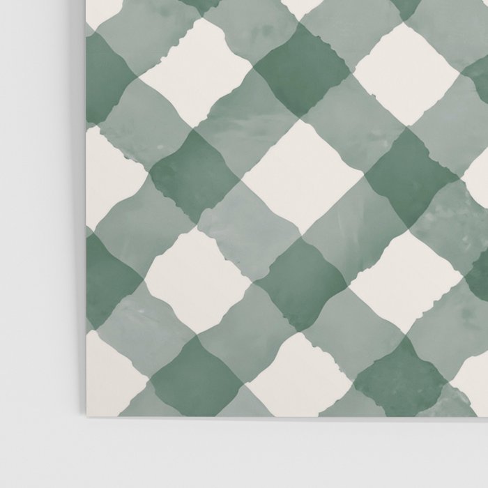 Hand Painted Dark Green Festive Gingham Theme Poster Gallery Image 3