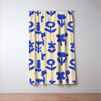 Abstract blue flower collage art pattern Window Curtain Gallery Image 3