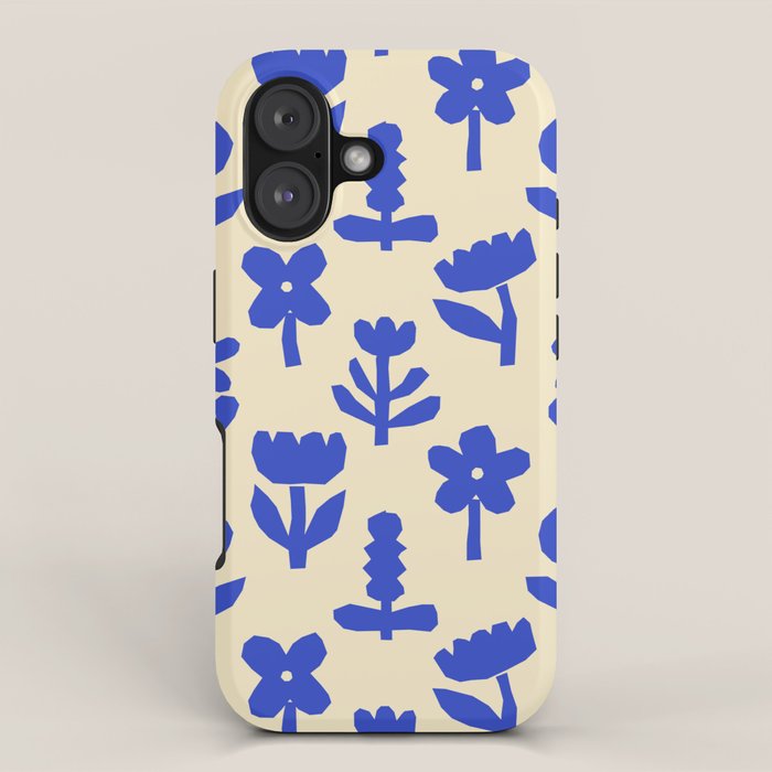 Abstract blue flower collage art pattern iPhone Case Gallery Image 1
