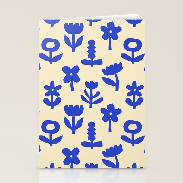 Abstract blue flower collage art pattern Stationery Card Gallery Image 1