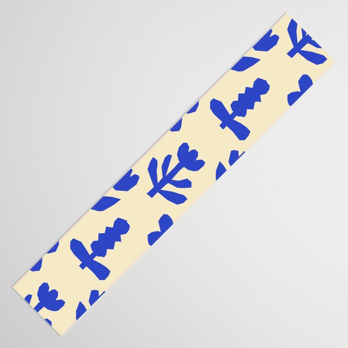 Abstract blue flower collage art pattern Table Runner Gallery Image 3