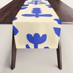 Abstract blue flower collage art pattern Table Runner Gallery Image 1