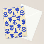 Abstract blue flower collage art pattern Stationery Card Gallery Image 2