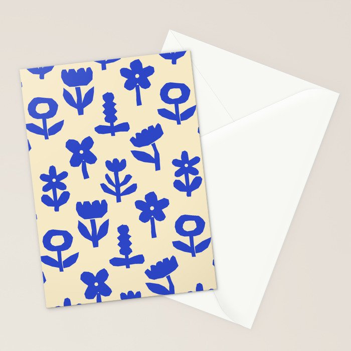Abstract blue flower collage art pattern Stationery Card Gallery Image 2