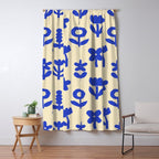 Abstract blue flower collage art pattern Window Curtain Gallery Image 5