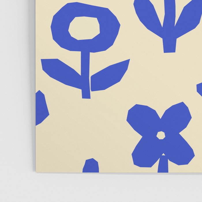 Abstract blue flower collage art pattern Poster Gallery Image 3