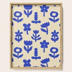 Abstract blue flower collage art pattern Serving Tray Gallery Image 1