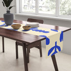 Abstract blue flower collage art pattern Table Runner Gallery Image 2