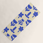 Abstract blue flower collage art pattern Yoga Mat Gallery Image 1