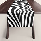 Retro Shapes And Lines Black And White Optical Art Table Runner Gallery Image 1