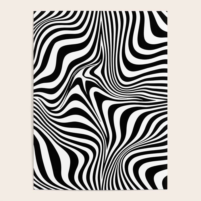 Retro Shapes And Lines Black And White Optical Art Poster Gallery Image 4