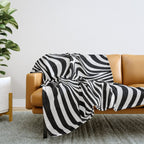 Retro Shapes And Lines Black And White Optical Art Throw Blanket Gallery Image 2
