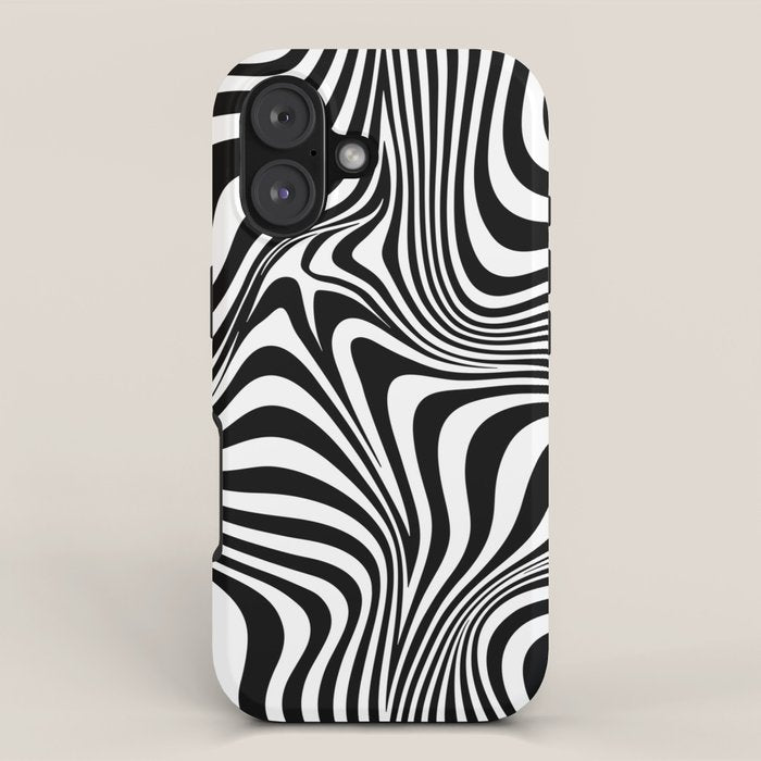 Retro Shapes And Lines Black And White Optical Art iPhone Case Gallery Image 1