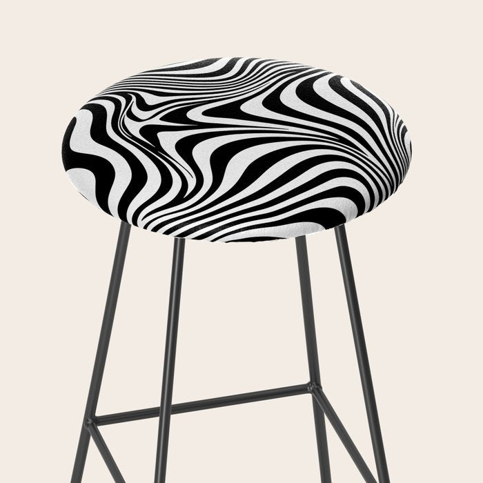 Retro Shapes And Lines Black And White Optical Art Stool Gallery Image 2