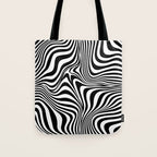 Retro Shapes And Lines Black And White Optical Art Tote Bag Gallery Image 1