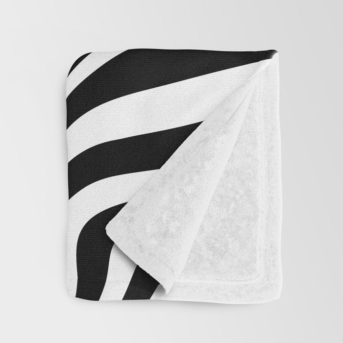 Retro Shapes And Lines Black And White Optical Art Throw Blanket Gallery Image 3