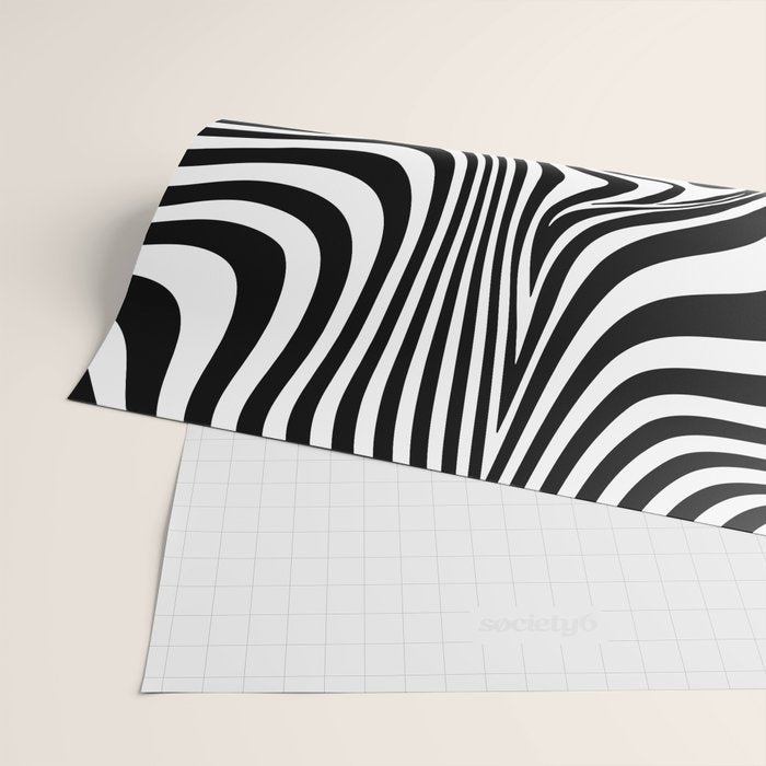 Retro Shapes And Lines Black And White Optical Art Wrapping Paper Gallery Image 2
