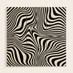 Retro Shapes And Lines Black And White Optical Art Wood Wall Art Gallery Image 1