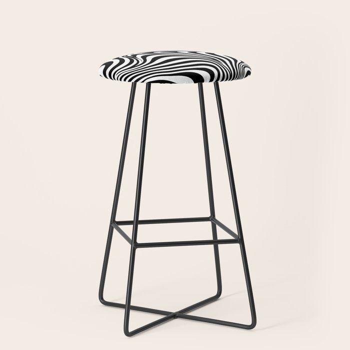 Retro Shapes And Lines Black And White Optical Art Stool Gallery Image 1