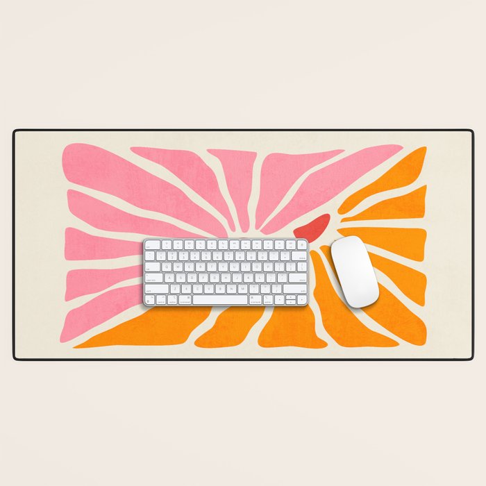 Chantilly & Neon Carrot: Les Fleurs | Flower Market Color Series 09 Desk Mat Gallery Image 1