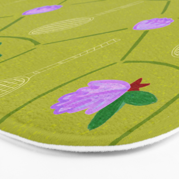 Tennis Rackets & Roses in Lime & Lavender Bath Mat Gallery Image 3