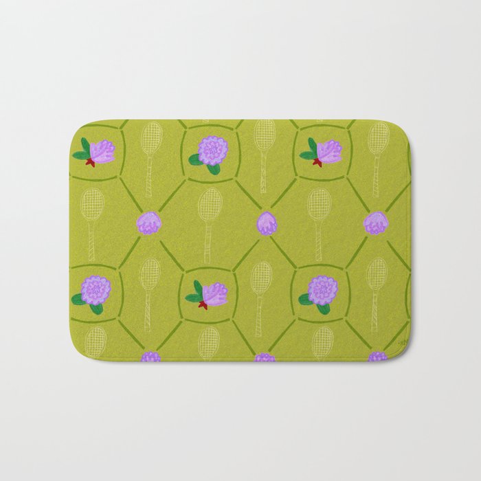 Tennis Rackets & Roses in Lime & Lavender Bath Mat Gallery Image 1