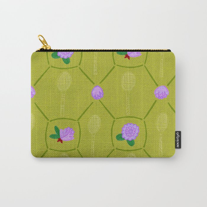 Tennis Rackets & Roses in Lime & Lavender Carry All Pouch Gallery Image 1
