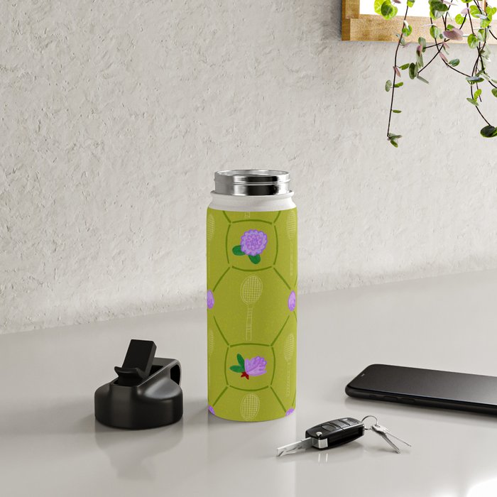 Tennis Rackets & Roses in Lime & Lavender Water Bottle Gallery Image 4