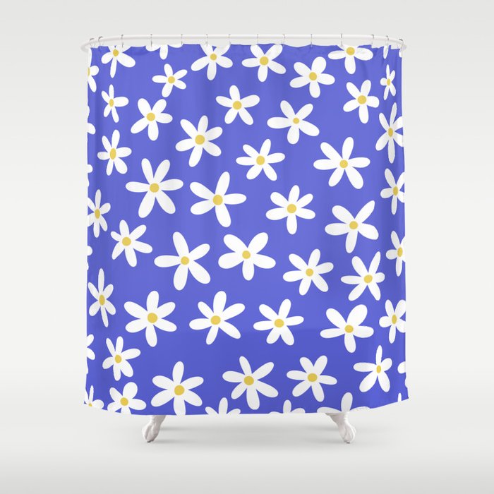 Daisies -- Blue Shower Curtain Gallery Image 1