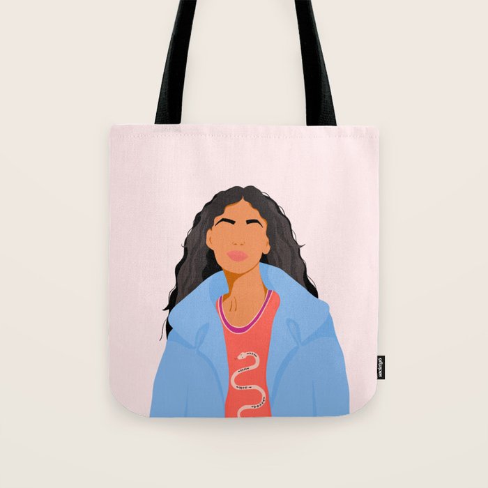 Girl With Snake T-Shirt Tote Bag Gallery Image 1