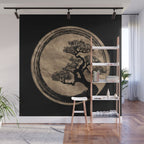 Enso Zen Circle and Bonsai Tree Gold Wall Mural Gallery Image 1