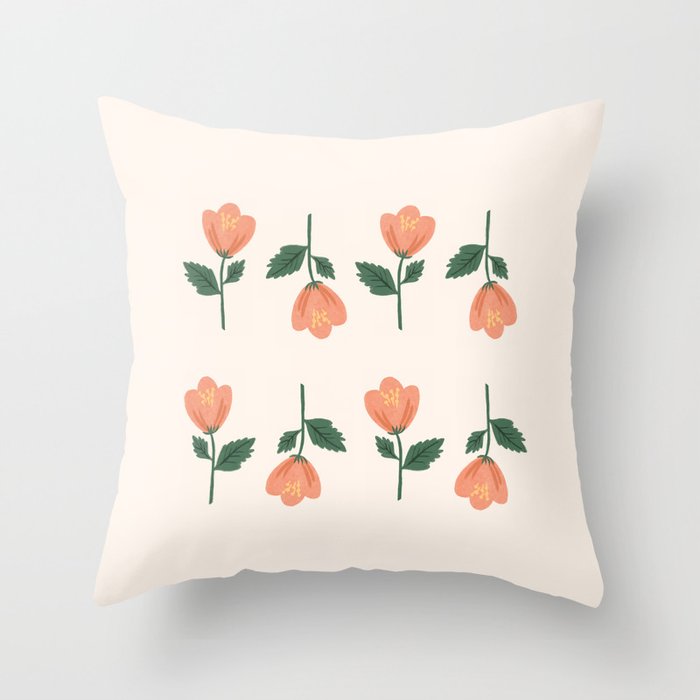 Pink Peony Pattern Throw Pillow Gallery Image 1