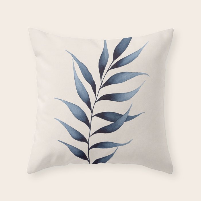 Minimalist Palm Leaf in Watercolour Throw Pillow Gallery Image 6