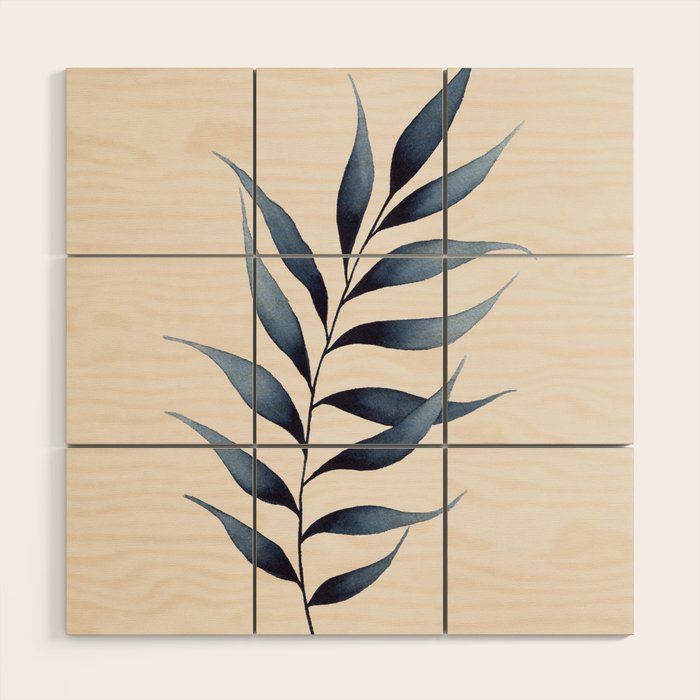 Minimalist Palm Leaf in Watercolour Wood Wall Art Gallery Image 1