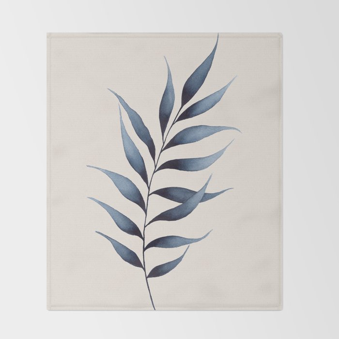 Minimalist Palm Leaf in Watercolour Throw Blanket Gallery Image 2