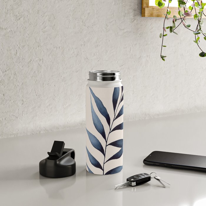Minimalist Palm Leaf in Watercolour Water Bottle Gallery Image 4
