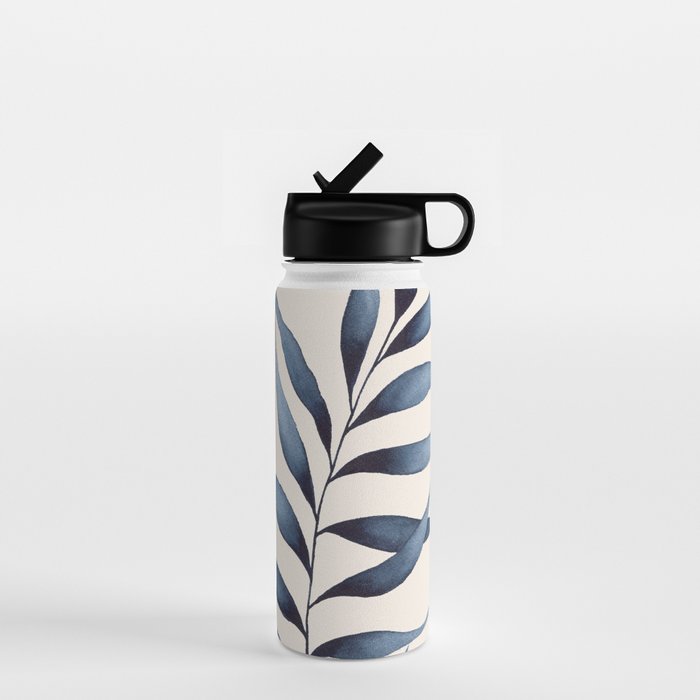 Minimalist Palm Leaf in Watercolour Water Bottle Gallery Image 1