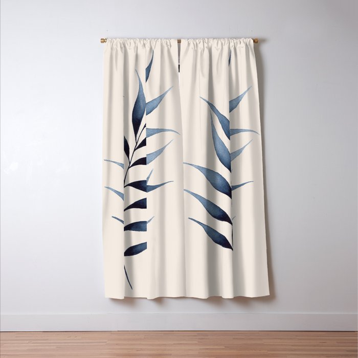 Minimalist Palm Leaf in Watercolour Window Curtain Gallery Image 3