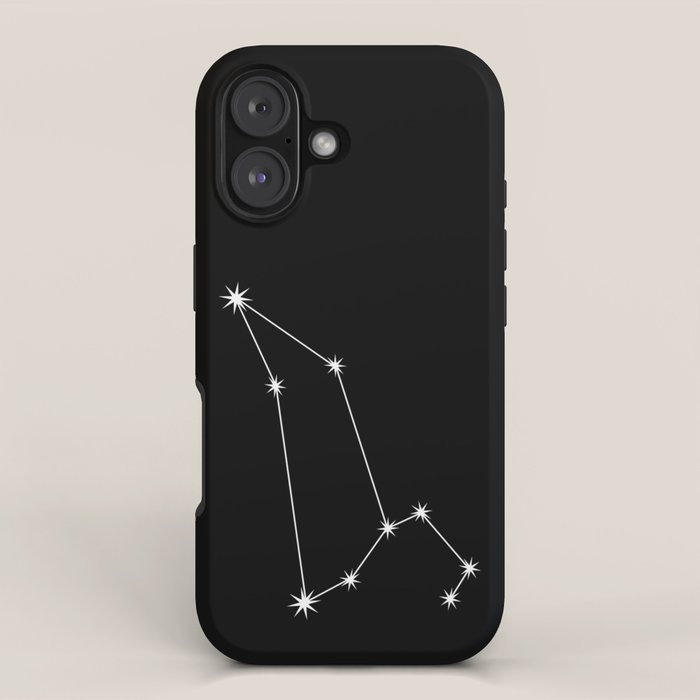 Leo Zodiac Star Constellation Line Art Black iPhone Case Gallery Image 1