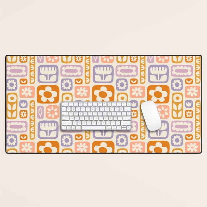 Vintage scandinavian floral art pattern Desk Mat Gallery Image 1