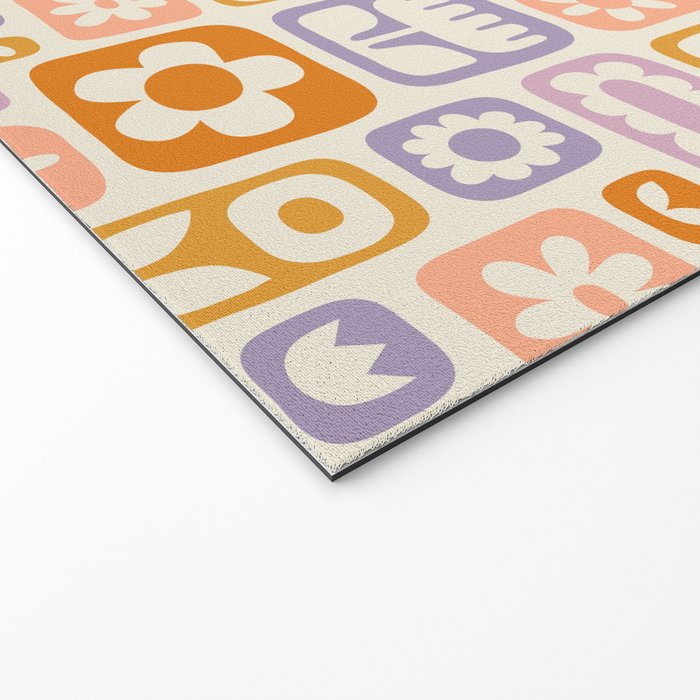 Vintage scandinavian floral art pattern Welcome Mat Gallery Image 2
