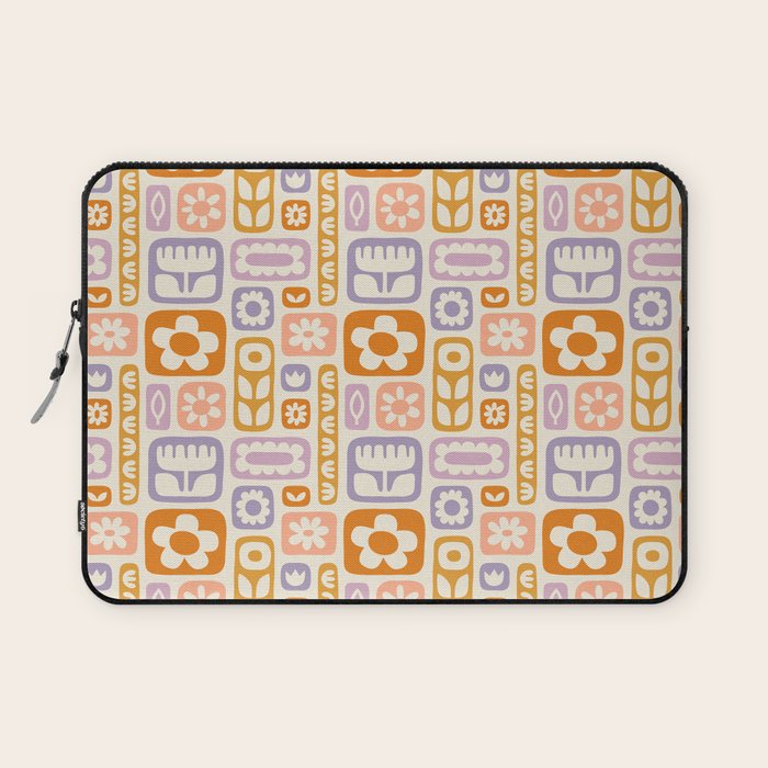 Vintage scandinavian floral art pattern Laptop Sleeve Gallery Image 1