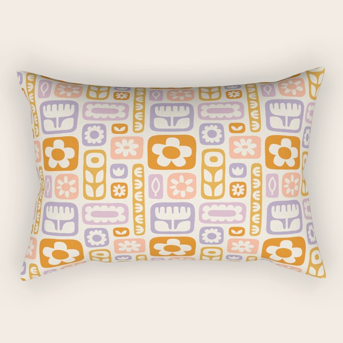 Vintage scandinavian floral art pattern Rectangular Pillow Gallery Image 1